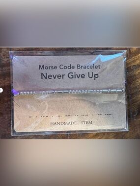 Morse Code Bracelet “Never Give Up” Silver tone  Handmade Motivational Bracelet.